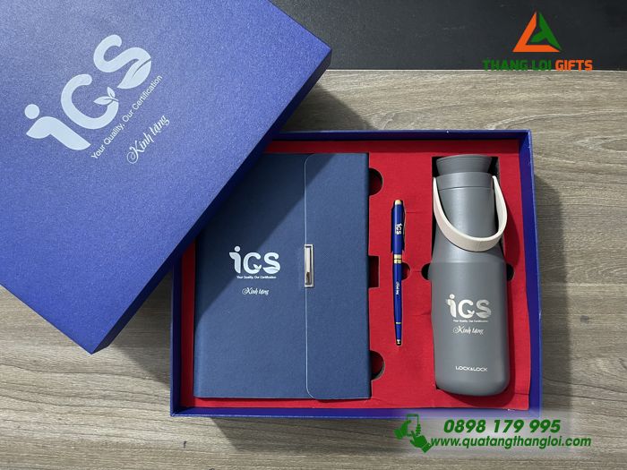 Set Quà Tặng Cao Cấp (Sổ+ Bình Lock&Lock+ Bút) - In Khắc Logo ICS
