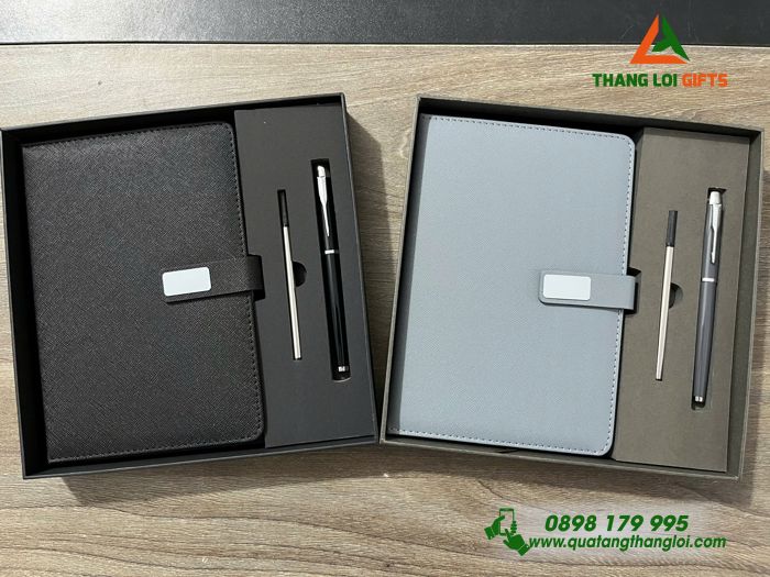 Bộ Quà Tặng (Sổ Tay Dán Gáy & Bút Ký) - In Khắc Tên Logo Doanh Nghiệp