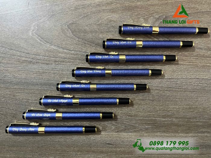 Bút Ký Kim Loại Màu Tím Khoen Cài Hình Đầu Rồng - Khắc Tên Làm Quà Tặng