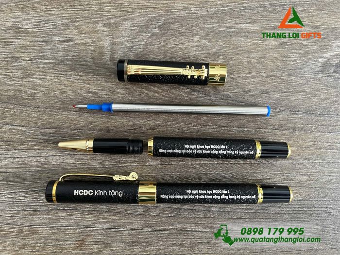 Bút Ký Kim Loại Sơn Nhám Khoen Hình Đầu Rồng - Khắc Logo Hội Nghị Khoa Học HCDC