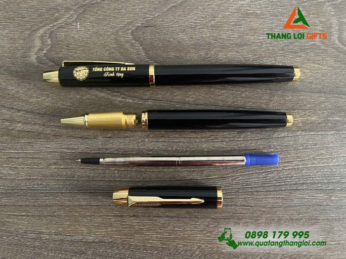 Bút Ký Kim Loại Parker Màu Đen Khoen Vàng - Khắc Tên Tổng Công Ty Ba Son
