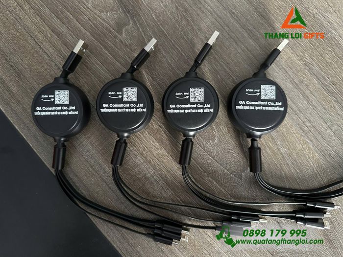 Cáp Sạc 3 Đầu Hoco Màu Đen - In Logo Doanh Nghiệp GA Consultant Co.,Ltd