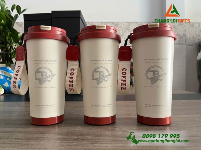 Ly Giữ Nhiệt Coffe 530ml - Khắc Logo Trung Tâm Du Học Quốc Tế Trần Quang