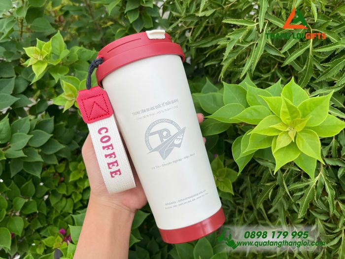 Ly Giữ Nhiệt Coffe 530ml - Khắc Logo Trung Tâm Du Học Quốc Tế Trần Quang