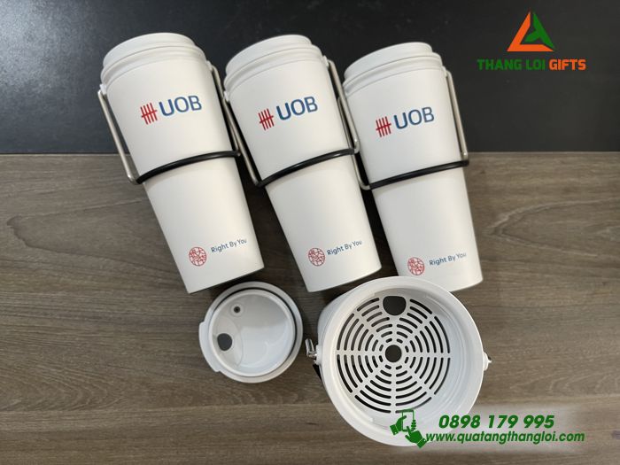 Ly Giữ Nhiệt Lock&Lock LHC4269 Màu Trắng - In Logo Doanh Nghiệp UOB