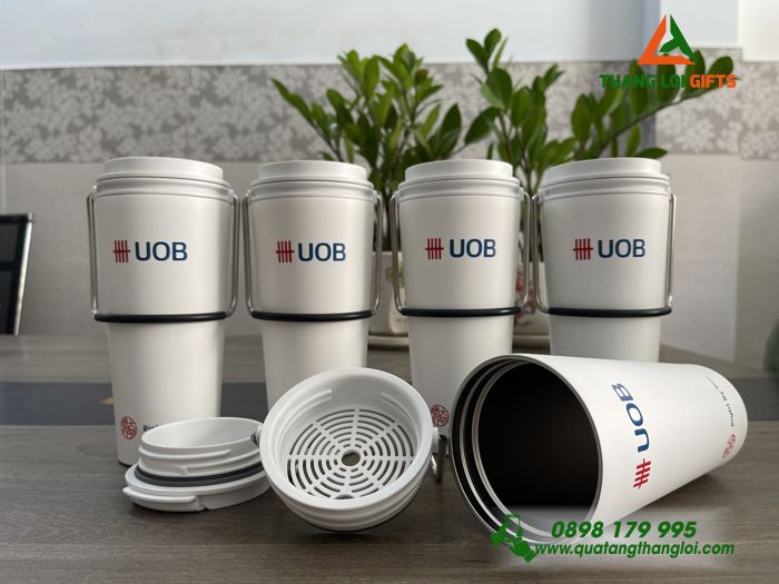 Ly Giữ Nhiệt Lock&Lock LHC4269 Màu Trắng - In Logo Doanh Nghiệp UOB