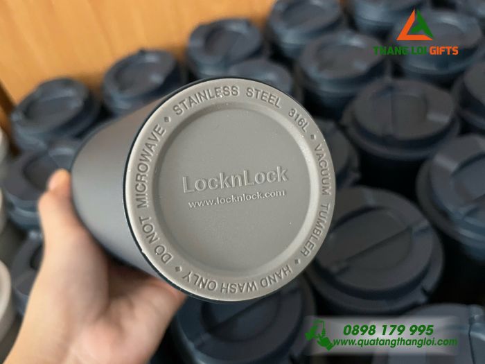 Ly Giữ Nhiệt Lock&Lock LHC3249 Màu Xanh Navy - Khắc Logo Hải Quan Việt Nam