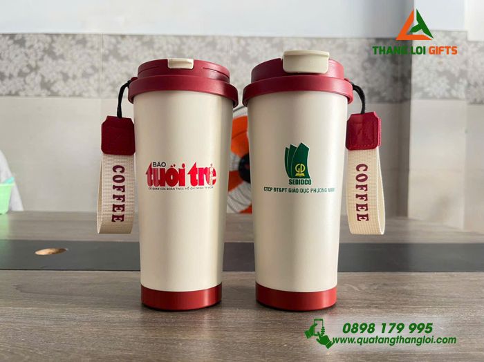 Ly Giữ Nhiệt Coffe 530ml Màu Đỏ - In Logo Báo Tuổi Trẻ