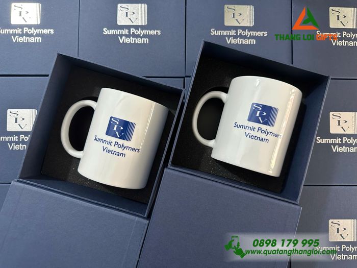 Ly Sứ, Cốc Sứ Trắng - In Logo Doanh Nghiệp Summit Polymers Vietnam