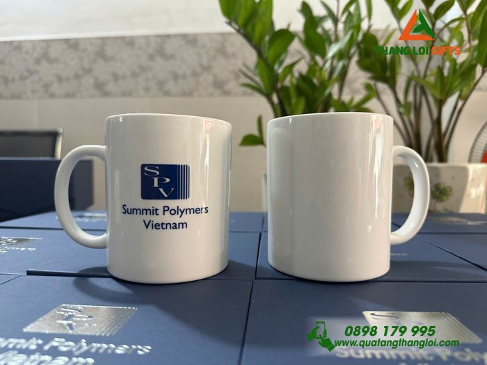 Ly Sứ, Cốc Sứ Trắng - In Logo Doanh Nghiệp Summit Polymers Vietnam