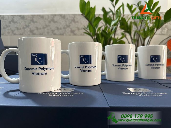 Ly Sứ, Cốc Sứ Trắng - In Logo Doanh Nghiệp Summit Polymers Vietnam