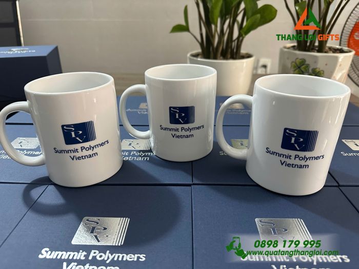 Ly Sứ, Cốc Sứ Trắng - In Logo Doanh Nghiệp Summit Polymers Vietnam