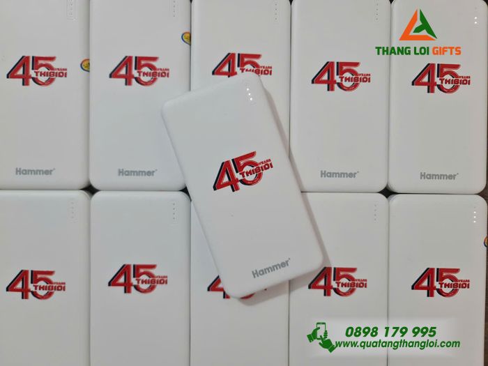 Pin Sạc Dự Phòng Hoco Màu Trắng 10.000mAh - In Logo Kỷ Niệm 45 Năm Doanh Nghiệp THIBIDI