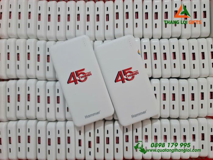 Pin Sạc Dự Phòng Hoco Màu Trắng 10.000mAh - In Logo Kỷ Niệm 45 Năm Doanh Nghiệp THIBIDI