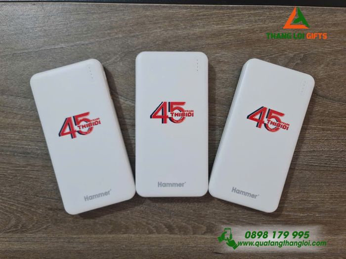 Pin Sạc Dự Phòng Hoco Màu Trắng 10.000mAh - In Logo Kỷ Niệm 45 Năm Doanh Nghiệp THIBIDI