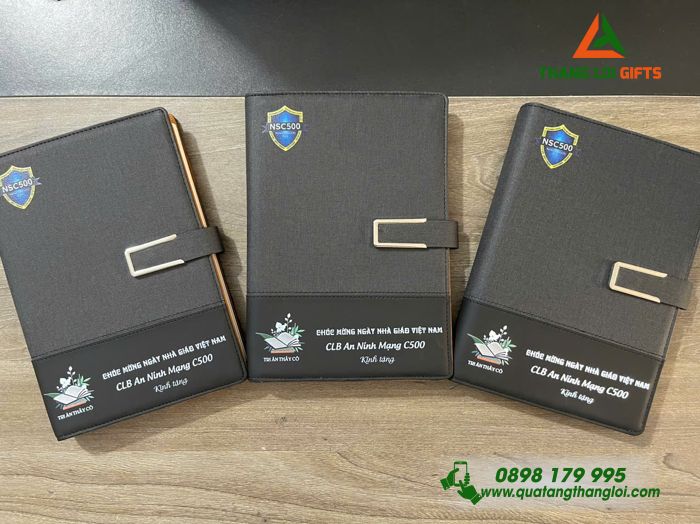 Sổ Tay Bìa Còng Màu Đen - In Logo CLB An Ninh Mạng C500
