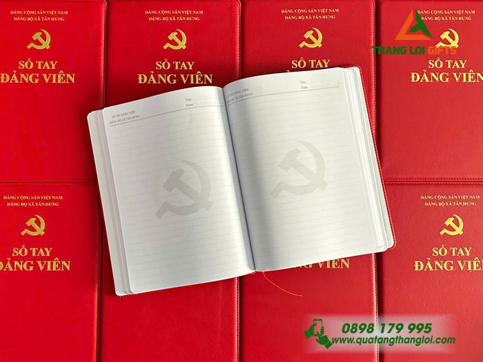 Sổ Tay Dán Gáy Màu Đỏ - Ép Kim Logo Đảng Cộng Sản Việt Nam