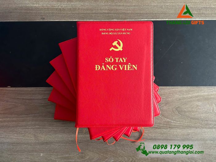 Sổ Tay Dán Gáy Màu Đỏ - Ép Kim Logo Đảng Cộng Sản Việt Nam