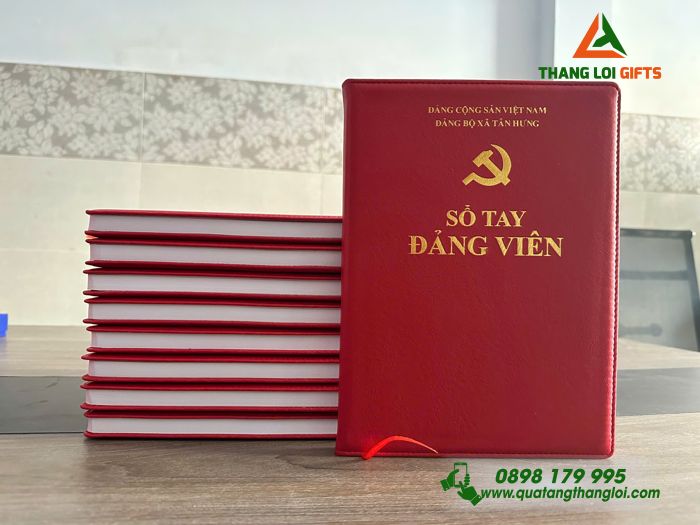Sổ Tay Dán Gáy Màu Đỏ - Ép Kim Logo Đảng Cộng Sản Việt Nam