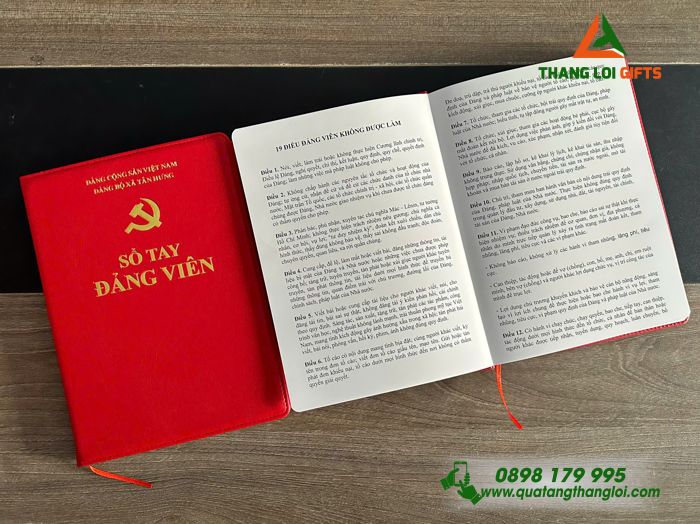 Sổ Tay Dán Gáy Màu Đỏ - Ép Kim Logo Đảng Cộng Sản Việt Nam