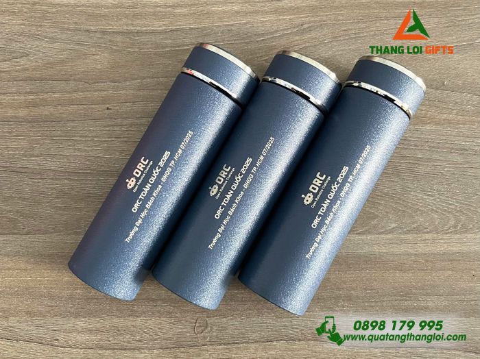 Bình Giữ Nhiệt Sơn Nhám Màu Xanh - Khắc Logo ORC Trường Đại Học Bách Khoa ĐHQG TP.HCM