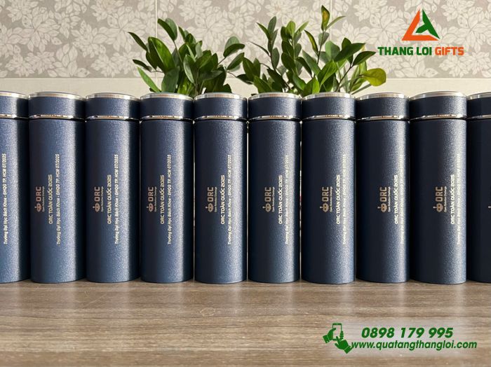 Bình Giữ Nhiệt Sơn Nhám Màu Xanh - Khắc Logo ORC Trường Đại Học Bách Khoa ĐHQG TP.HCM