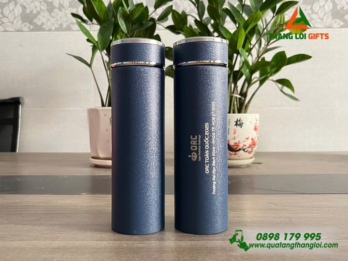 Bình Giữ Nhiệt Sơn Nhám Màu Xanh - Khắc Logo ORC Trường Đại Học Bách Khoa ĐHQG TP.HCM