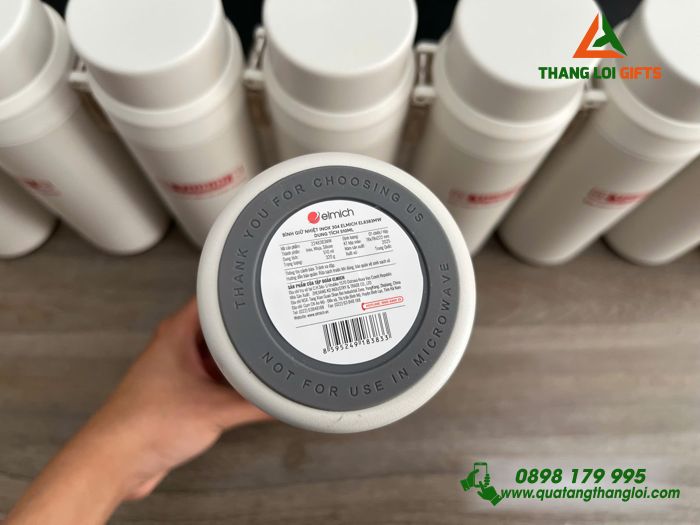 Bình Giữ Nhiệt Elmich EL8383 Màu Trắng Ngà - In Logo Doanh Nghiệp THIBIDI