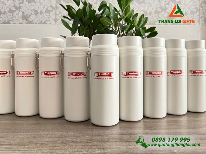 Bình Giữ Nhiệt Elmich EL8383 Màu Trắng Ngà - In Logo Doanh Nghiệp THIBIDI