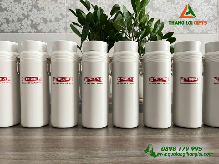 Bình Giữ Nhiệt Elmich EL8383 Màu Trắng Ngà - In Logo Doanh Nghiệp THIBIDI