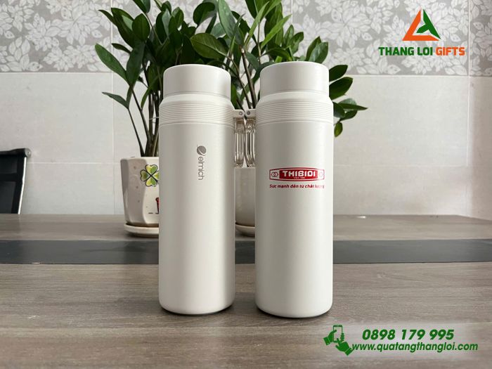 Bình Giữ Nhiệt Elmich EL8383 Màu Trắng Ngà - In Logo Doanh Nghiệp THIBIDI