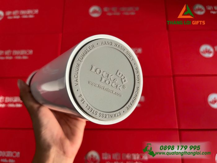 Bình Giữ Nhiệt Lock&Lock, LHC4131 Màu Trắng - In Logo Tâm Việt Education