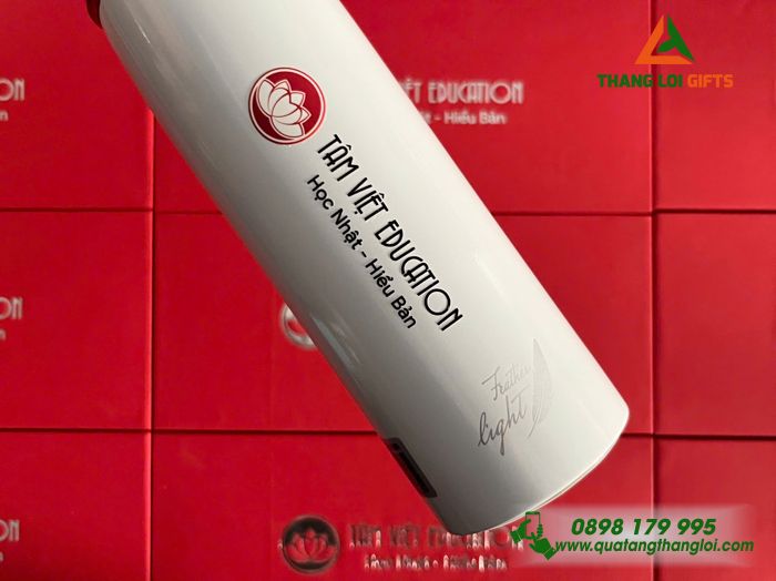 Bình Giữ Nhiệt Lock&Lock, LHC4131 Màu Trắng - In Logo Tâm Việt Education