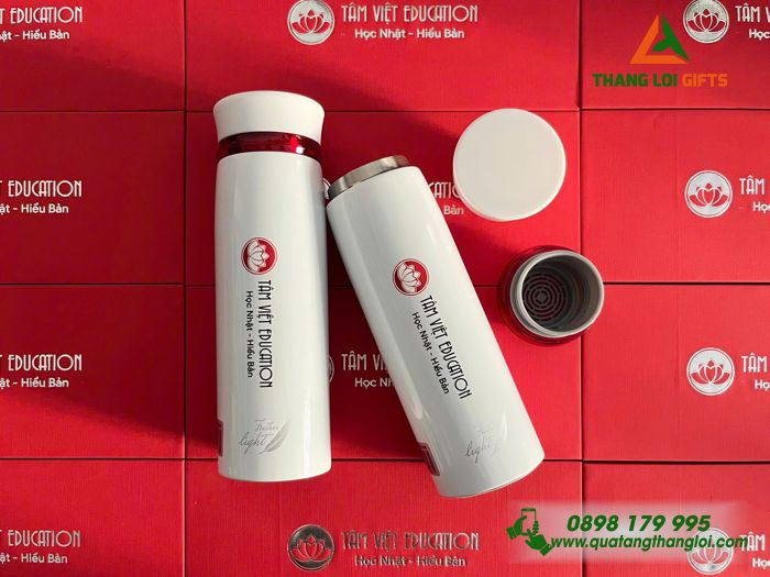 Bình Giữ Nhiệt Lock&Lock, LHC4131 Màu Trắng - In Logo Tâm Việt Education