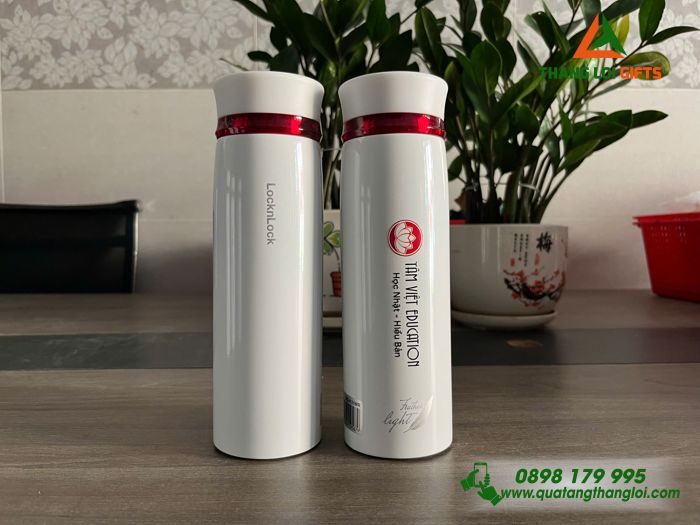 Bình Giữ Nhiệt Lock&Lock, LHC4131 Màu Trắng - In Logo Tâm Việt Education