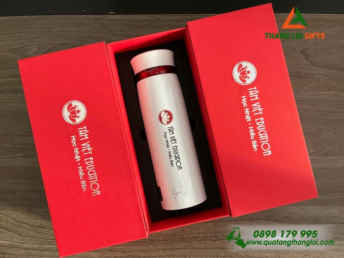 Bình Giữ Nhiệt Lock&Lock, LHC4131 Màu Trắng - In Logo Tâm Việt Education
