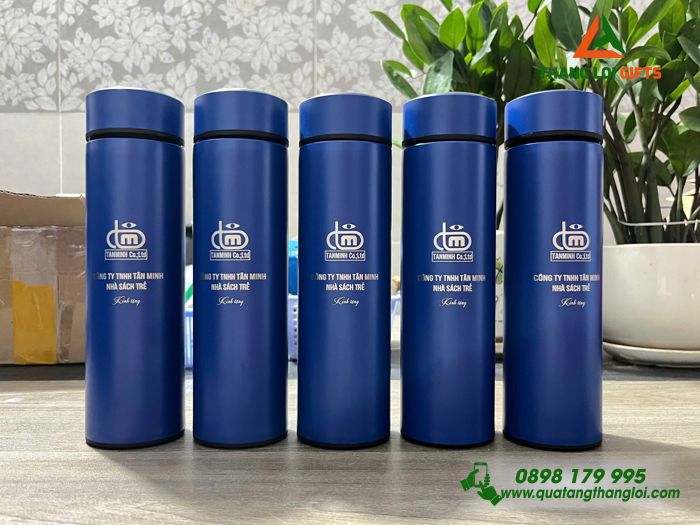 Bình Giữ Nhiệt Màu Xanh - Khắc Logo Doanh Nghệp Tân Minh