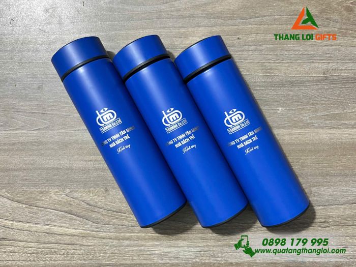 Bình Giữ Nhiệt Màu Xanh - Khắc Logo Doanh Nghệp Tân Minh