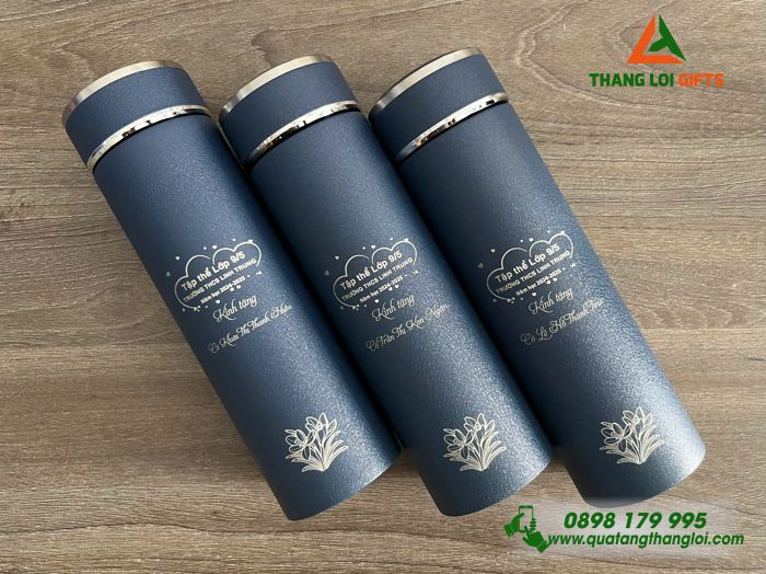 Bình Giữ Nhiệt Sơn Nhám 500ml - Khắc Logo Tên Trường THCS Linh Trung