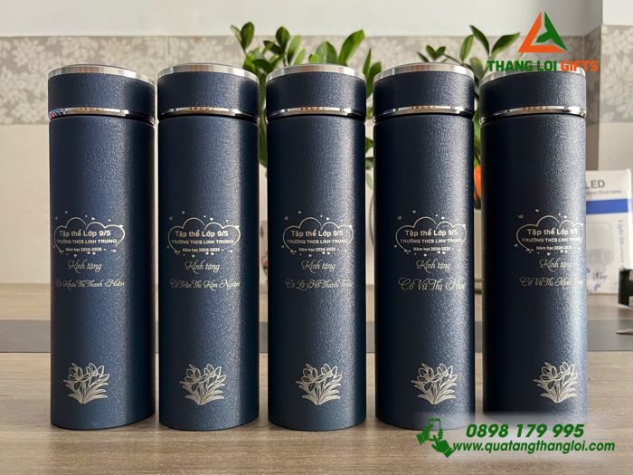 Bình Giữ Nhiệt Sơn Nhám 500ml - Khắc Logo Tên Trường THCS Linh Trung