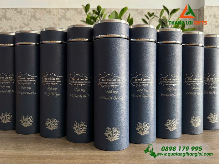 Bình Giữ Nhiệt Sơn Nhám 500ml - Khắc Logo Tên Trường THCS Linh Trung
