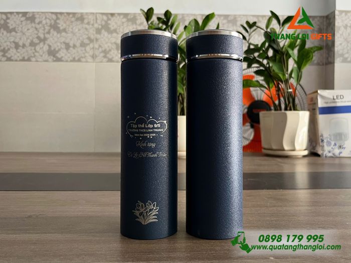 Bình Giữ Nhiệt Sơn Nhám 500ml - Khắc Logo Tên Trường THCS Linh Trung