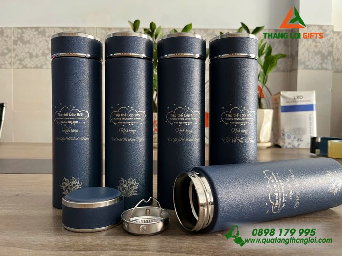 Bình Giữ Nhiệt Sơn Nhám 500ml - Khắc Logo Tên Trường THCS Linh Trung