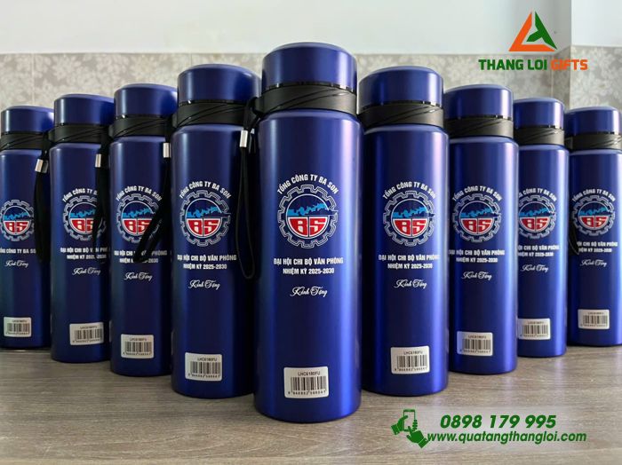 Bình Giữ Nhiệt Lock&Lock LHC6180 800ml Màu Xanh Đậm - Khắc Logo Tổng Công Ty Ba Son