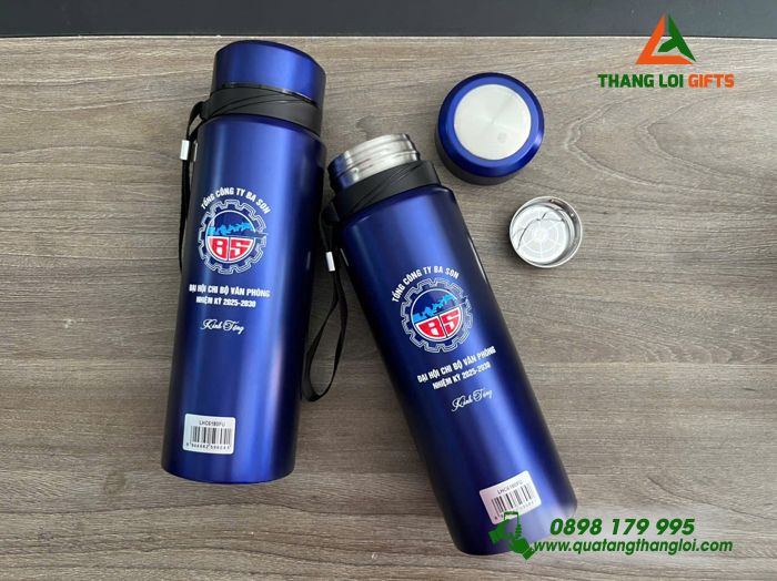 Bình Giữ Nhiệt Lock&Lock LHC6180 800ml Màu Xanh Đậm - Khắc Logo Tổng Công Ty Ba Son