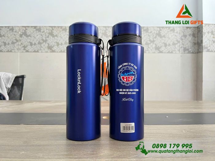 Bình Giữ Nhiệt Lock&Lock LHC6180 800ml Màu Xanh Đậm - Khắc Logo Tổng Công Ty Ba Son