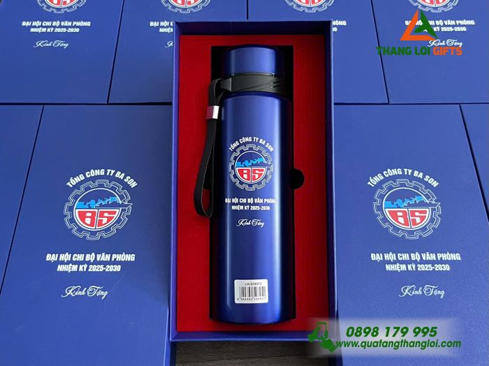 Bình Giữ Nhiệt Lock&Lock LHC6180 800ml Màu Xanh Đậm - Khắc Logo Tổng Công Ty Ba Son