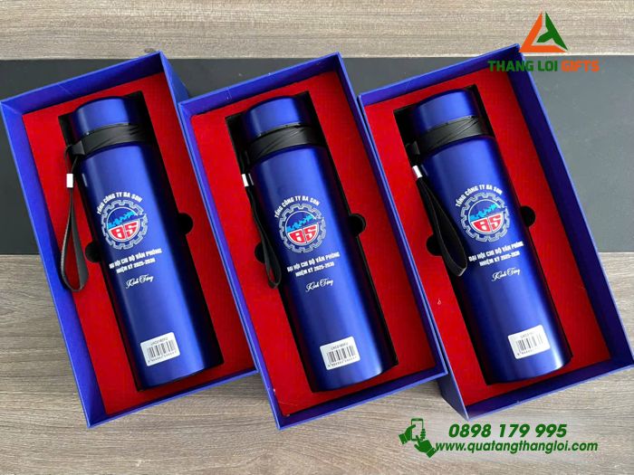 Bình Giữ Nhiệt Lock&Lock LHC6180 800ml Màu Xanh Đậm - Khắc Logo Tổng Công Ty Ba Son