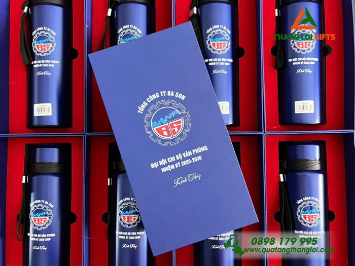 Bình Giữ Nhiệt Lock&Lock LHC6180 800ml Màu Xanh Đậm - Khắc Logo Tổng Công Ty Ba Son