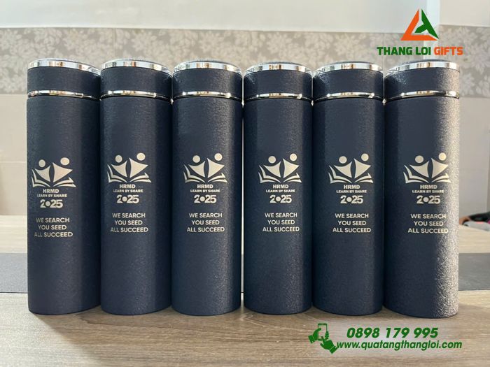 Bình Giữ Nhiệt Sơn Nhám Màu Xanh - Khắc Logo HRMD Learn By Share 2025
